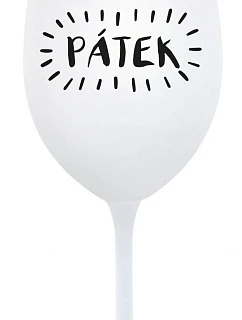 PÁTEK - bílá sklenice na víno 350 ml