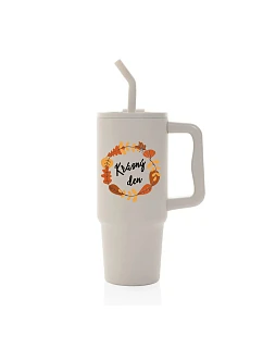 KRÁSNÝ DEN (PODZIM) - béžový cestovní termohrnek 900 ml