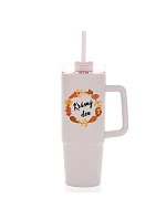 KRÁSNÝ DEN (PODZIM) - růžový cestovní termohrnek s průhledným víčkem 900 ml  