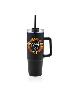 KRÁSNÝ DEN (PODZIM) - černý cestovní termohrnek s průhledným víčkem 900 ml  