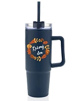 KRÁSNÝ DEN (PODZIM) - modrý cestovní termohrnek s průhledným víčkem 900 ml