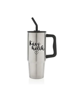 KÁVOHOLIK - stříbrný cestovní termohrnek 900 ml