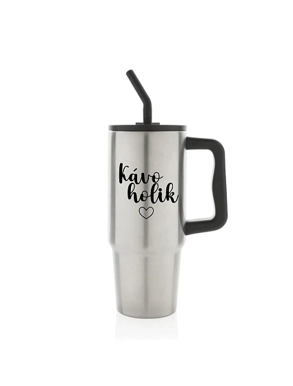 KÁVOHOLIK - stříbrný cestovní termohrnek 900 ml