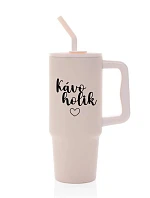 KÁVOHOLIK - růžový cestovní termohrnek 900 ml