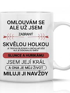ZABRANÝ SVĚLOU HOLKOU - klasický bílý keramický hrníček 300 ml