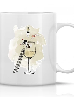 SKOK DO VÍNA - klasický bílý keramický hrníček 300 ml