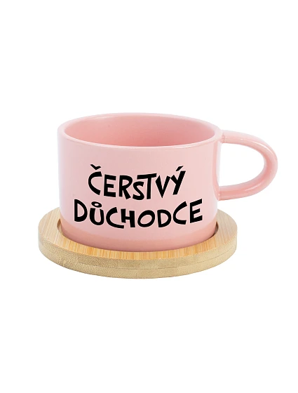 ČERSTVÝ DŮCHODCE - růžový hrníček makronka 200 ml