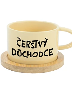ČERSTVÝ DŮCHODCE - žlutý hrníček makronka 200 ml