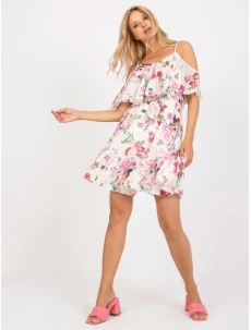 Dámské šaty TW SK BI 1100.45 světle béžová s květy - FPrice