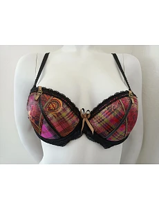 Vyztužená podprsenka s kosticí Flamenco černo-růžová - Hamana