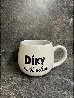HRNEK DÍKY, ŽE TĚ MÁM - bílý keramický hrníček 300 ml