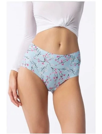 Dámské kalhotky Simple Maxi Sakura Světle modrá  vzor - Julimex