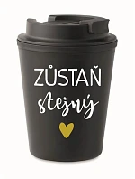 HRNEK ZŮSTAŇ STEJNÝ - černý termohrnek 300 ml