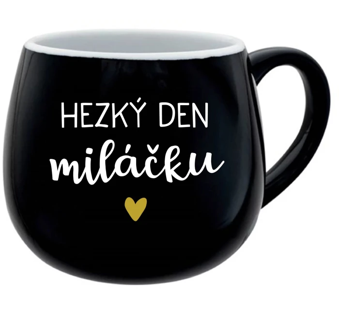HEZKÝ DEN MILÁČKU - černý keramický hrníček 300 ml HEZKÝ DEN MILÁČKU - černý keramický hrníček 300 ml