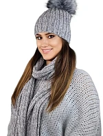 Komplet čepice a šála K.22.261.05 Světle šedý - Kamea