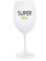 SUPER TÁTA - bílá sklenice na víno 350 ml