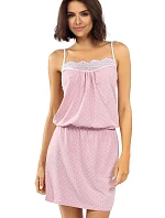 Dámské noční košile P1523 Pudrově růžová s bílou vzor - Lorin