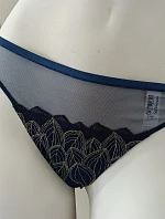 Dámské tanga 90601 petrolejově modré se zlatou - Selmark