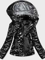 Lesklá černá dámská bunda (BR9756-1) - Goodlooking