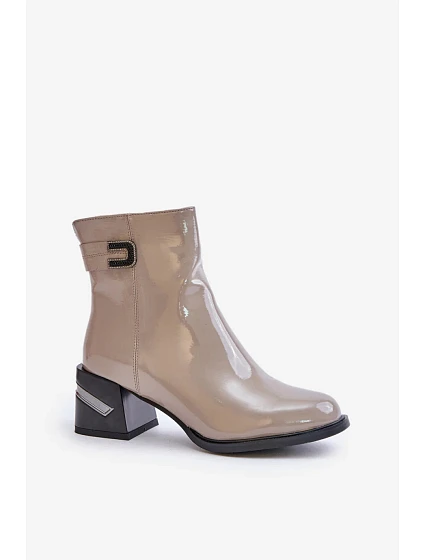 Boty na podpatku model 21722978 šedé Step in style - SWEET SHOES