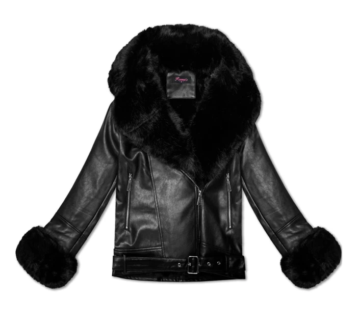 Dámská bunda ramoneska s kožešinovým límcem (61M8507-392A) černá - Goodlooking Dámská bunda ramoneska s kožešinovým límcem (61M8507-392A) černá - Goodlooking