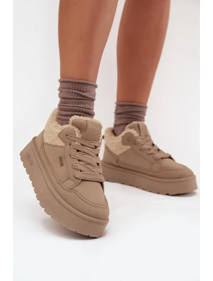 Dámské zateplené sportovní boty na platformě SS274105 Béžová - Big Star Dámské zateplené sportovní boty na platformě SS274105 Béžová - Big Star