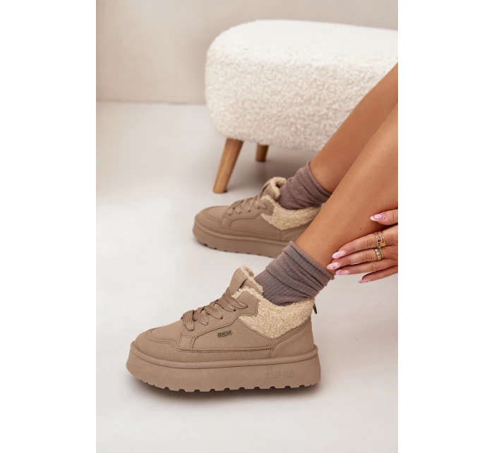 Dámské zateplené sportovní boty na platformě SS274105 Béžová - Big Star Dámské zateplené sportovní boty na platformě SS274105 Béžová - Big Star