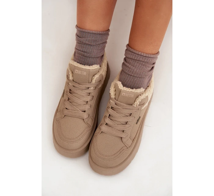 Dámské zateplené sportovní boty na platformě SS274105 Béžová - Big Star Dámské zateplené sportovní boty na platformě SS274105 Béžová - Big Star