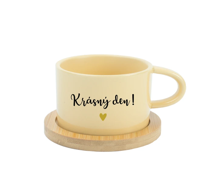 KRÁSNÝ DEN! - žlutý hrníček makronka 200 ml KRÁSNÝ DEN! - žlutý hrníček makronka 200 ml