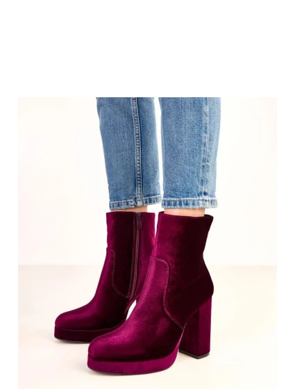 Dámské kotníkové boty na podpatku Vínová model 21820318 - BELLUCCI