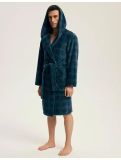 Pánský župan Nickel 43373 Tmavě modrá se zelenou vzor - Henderson