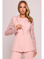 Dámské sako s krajkovými rukávy M865 Pudr růžová - MOE