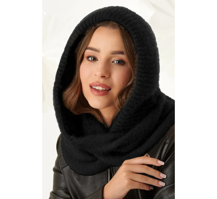 Dámská komínová šála s kapucí 48-495 Černá - AJS Dámská komínová šála s kapucí 48-495 Černá - AJS