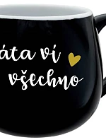 TÁTA VÍ VŠECHNO - černý keramický hrníček 300 ml