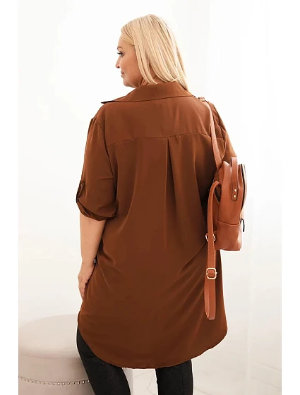 Dámská košilové šaty hnědé - Kesi