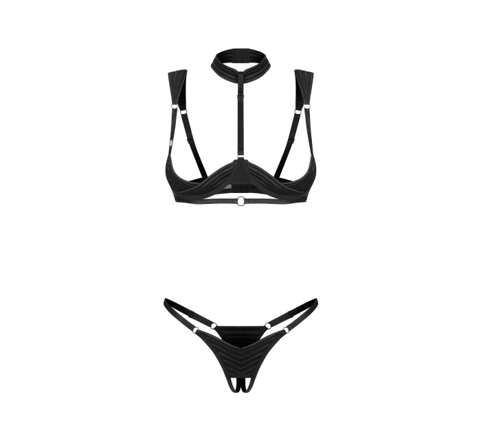 Dámský svůdný set Roccele 2-pcs crotchless černý - Obsessive Dámský svůdný set Roccele 2-pcs crotchless černý - Obsessive