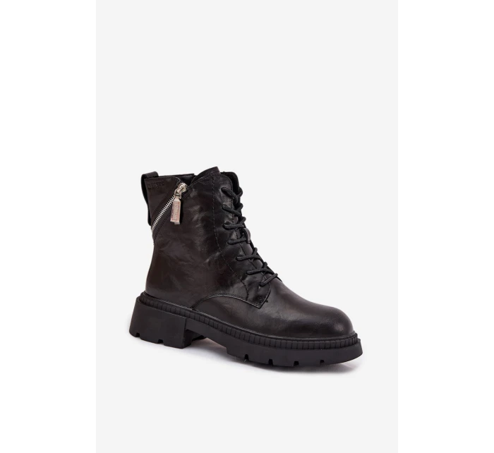 Dámské kožené workery zateplené Big Star SS274452 černé - BigStar Dámské kožené workery zateplené Big Star SS274452 černé - BigStar