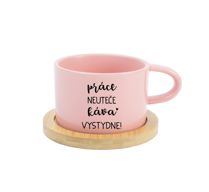 PRÁCE NEUTEČE, KÁVA VYSTYDNE! - růžový hrníček makronka 200 ml PRÁCE NEUTEČE, KÁVA VYSTYDNE! - růžový hrníček makronka 200 ml