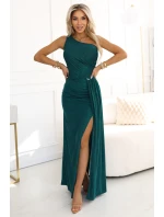 Třpitivé šaty 600-2 SELENA zelené - Numoco