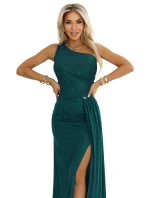 Třpitivé šaty 600-2 SELENA zelené - Numoco