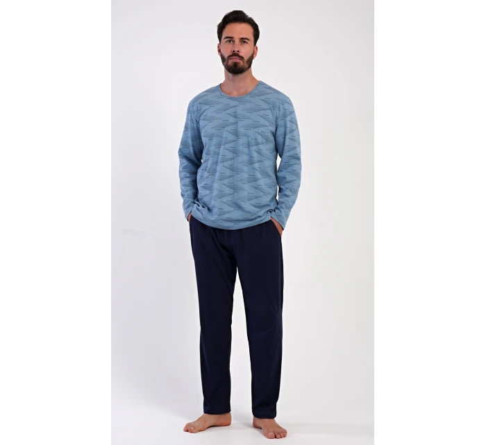 Pánské pyžamo Arnošt šedomodré - Vienetta Pánské pyžamo Arnošt šedomodré - Vienetta