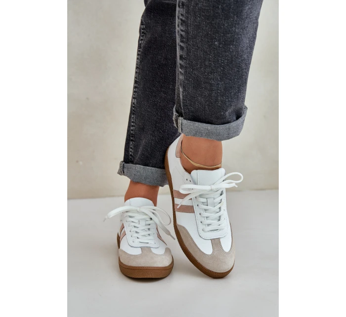 Dámské kožené boty N1068 bílo-béžové - Zazoo Dámské kožené boty N1068 bílo-béžové - Zazoo