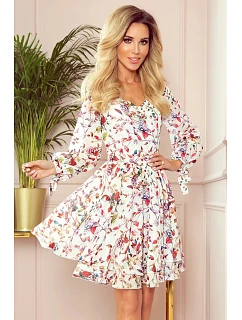 Dámské šaty 305-1 bílé s květy - Numoco