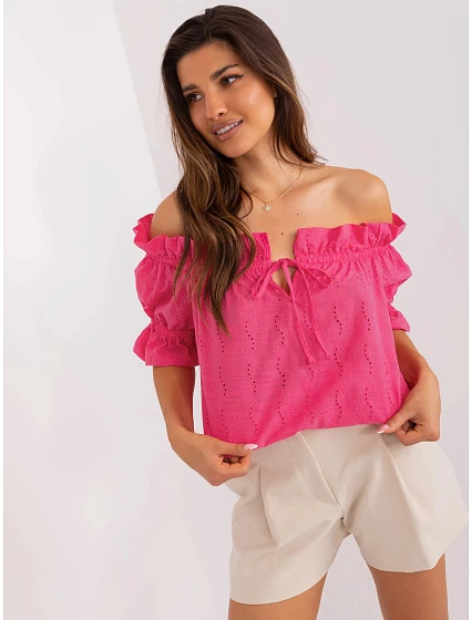 Dámská halenka LK BZ 509355.68 tmavě růžová - FPrice Dámská halenka LK BZ 509355.68 tmavě růžová - FPrice