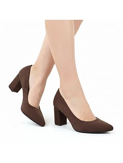 Dámské semišové lodičky na sloupek podpatku PB414 / SK403E Tmavě hnědá - Sergio Leone