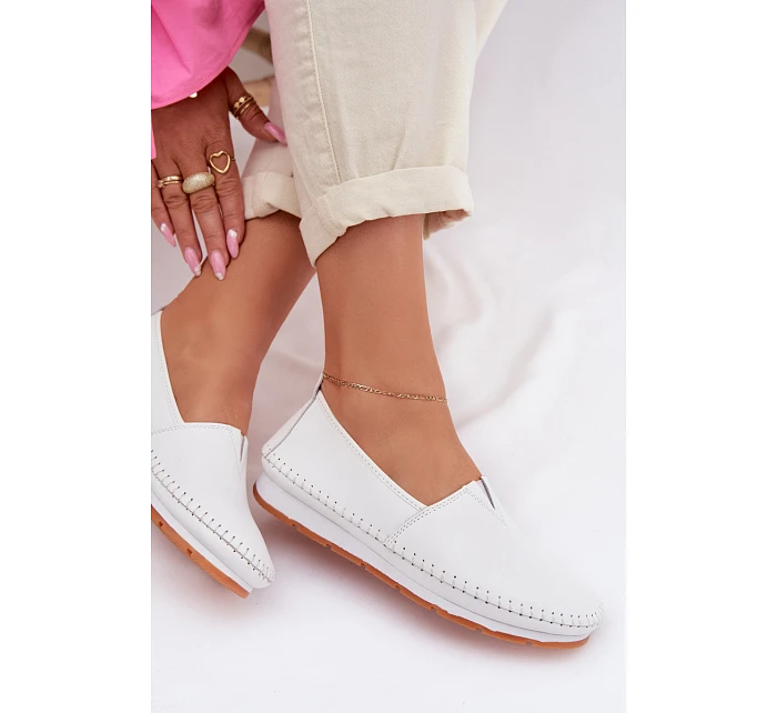 Kožené dámské polobotky LR61-7051 bílé - S.Barski Kožené dámské polobotky LR61-7051 bílé - S.Barski