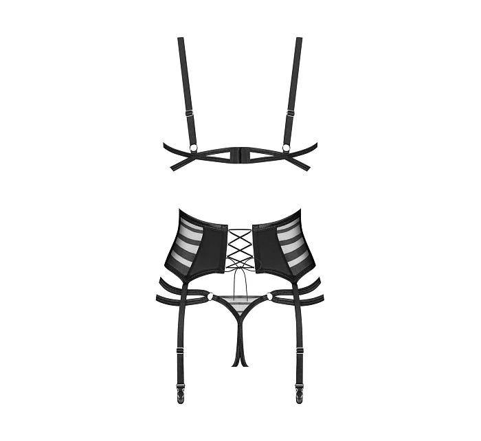 Dámský sexy set Lune Bellis 3-Pcs Crotchless černý - Obsessive Dámský sexy set Lune Bellis 3-Pcs Crotchless černý - Obsessive