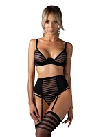 Dámský sexy set Lune Bellis 3-Pcs Crotchless černý - Obsessive