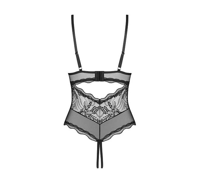Dámské body Perisia Crotchless Teddy černé - Obsessive Dámské body Perisia Crotchless Teddy černé - Obsessive