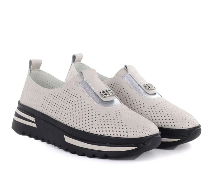 Dámské kožené boty LR61-7092 béžové - S.Barski Dámské kožené boty LR61-7092 béžové - S.Barski